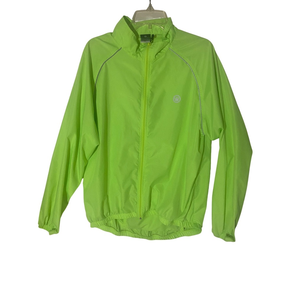 Canari Mens XXL Cycling Windbreaker Jacket Hi-Vis Lime Green Reflective Full Zip